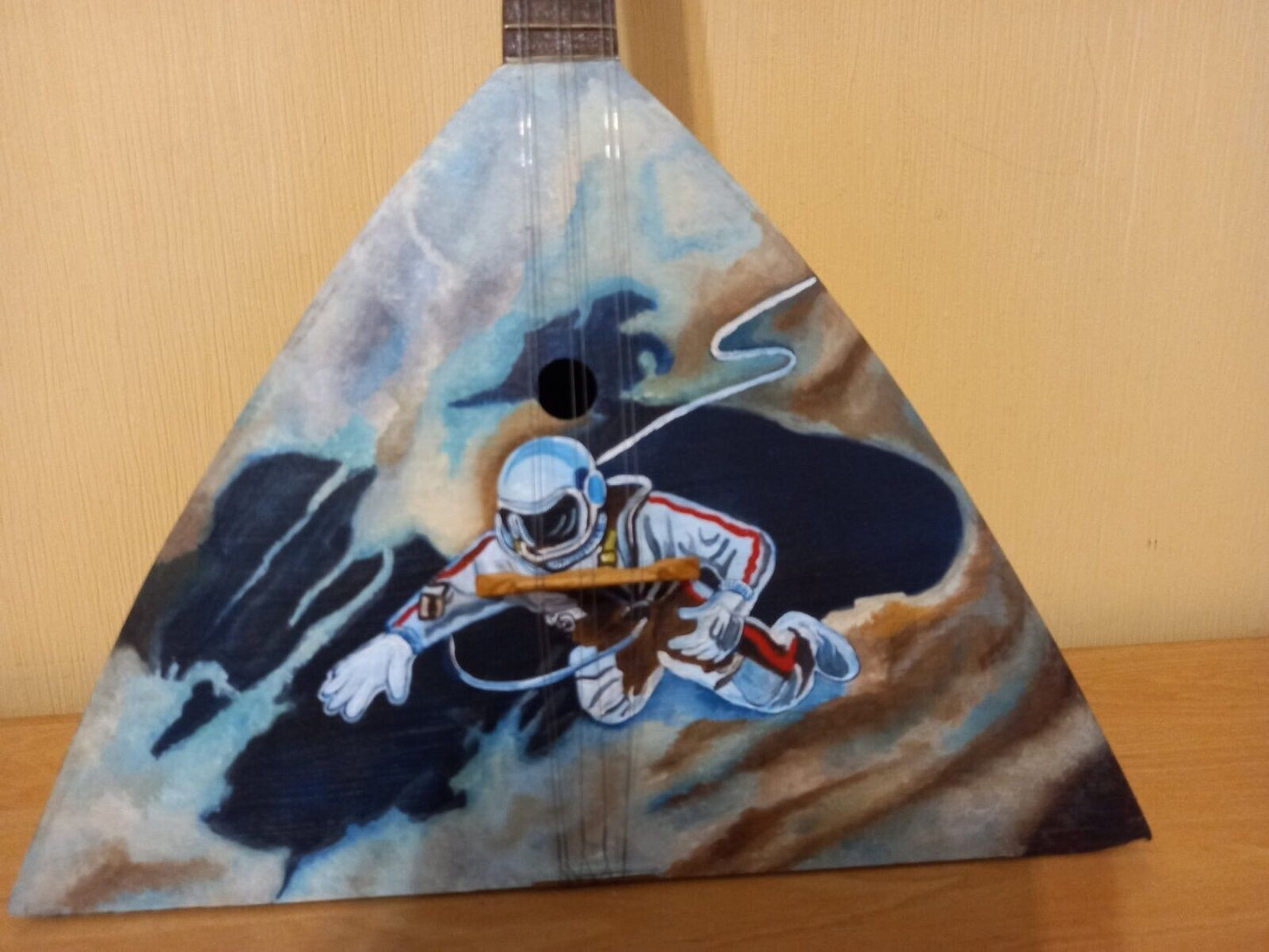 Space Astronaut Earth Galaxy Balalayka Folk USSR Soviet Balalaika Hand Painted