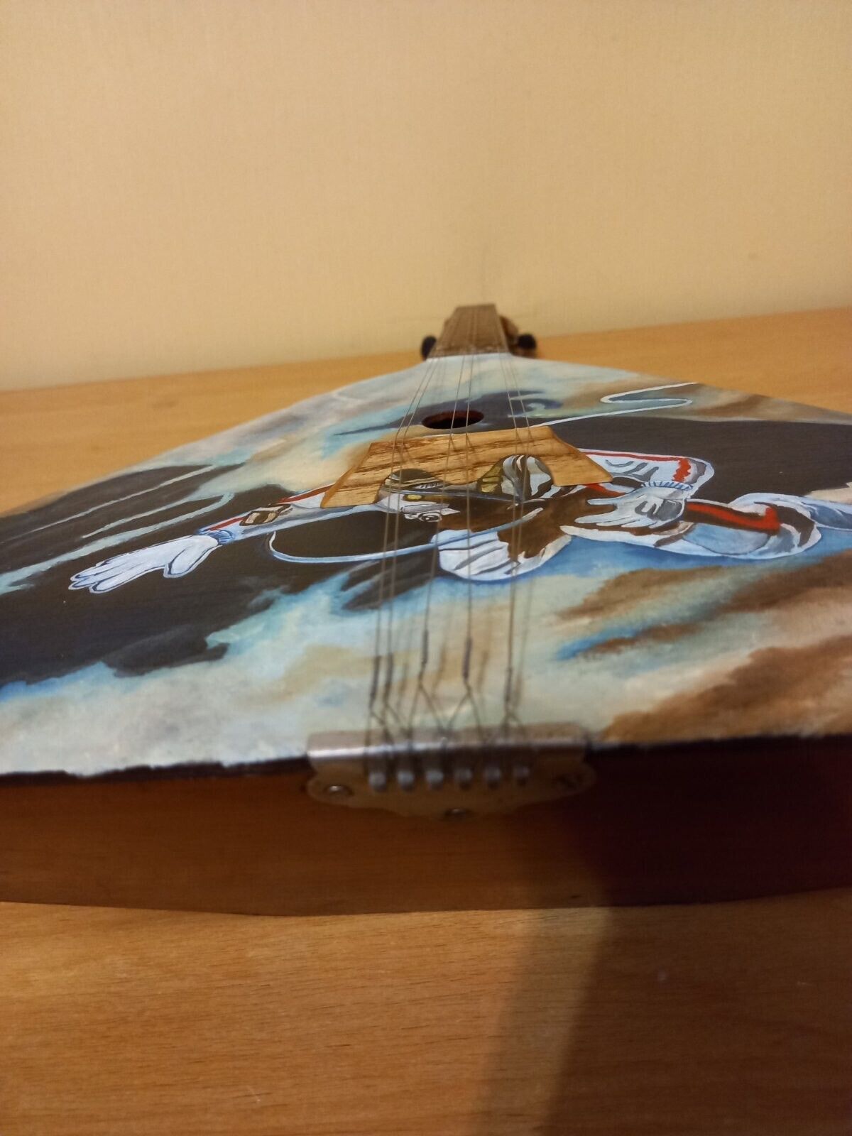 Space Astronaut Earth Galaxy Balalayka Folk USSR Soviet Balalaika Hand Painted