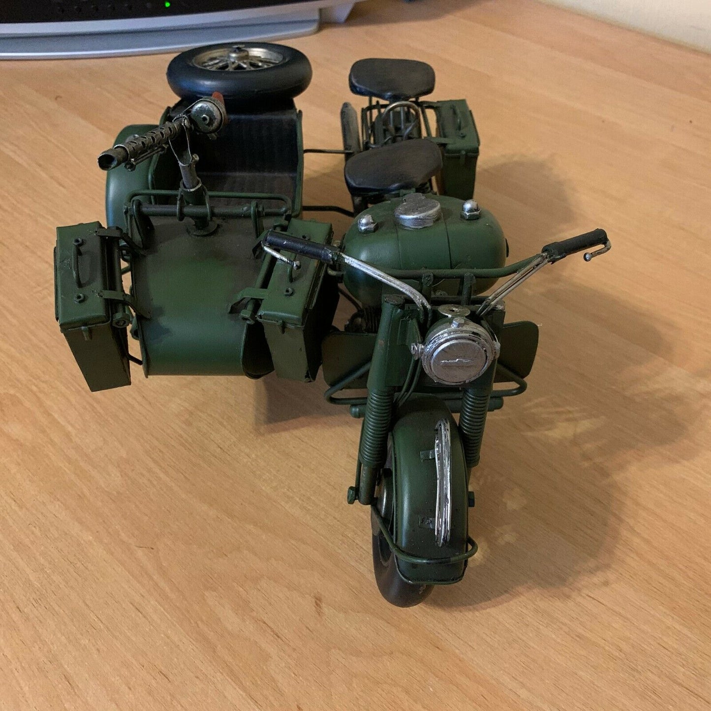 13.5" Amazing Motorcycle Scale Model German Deutsch Vintage WWll Handmade Vintag