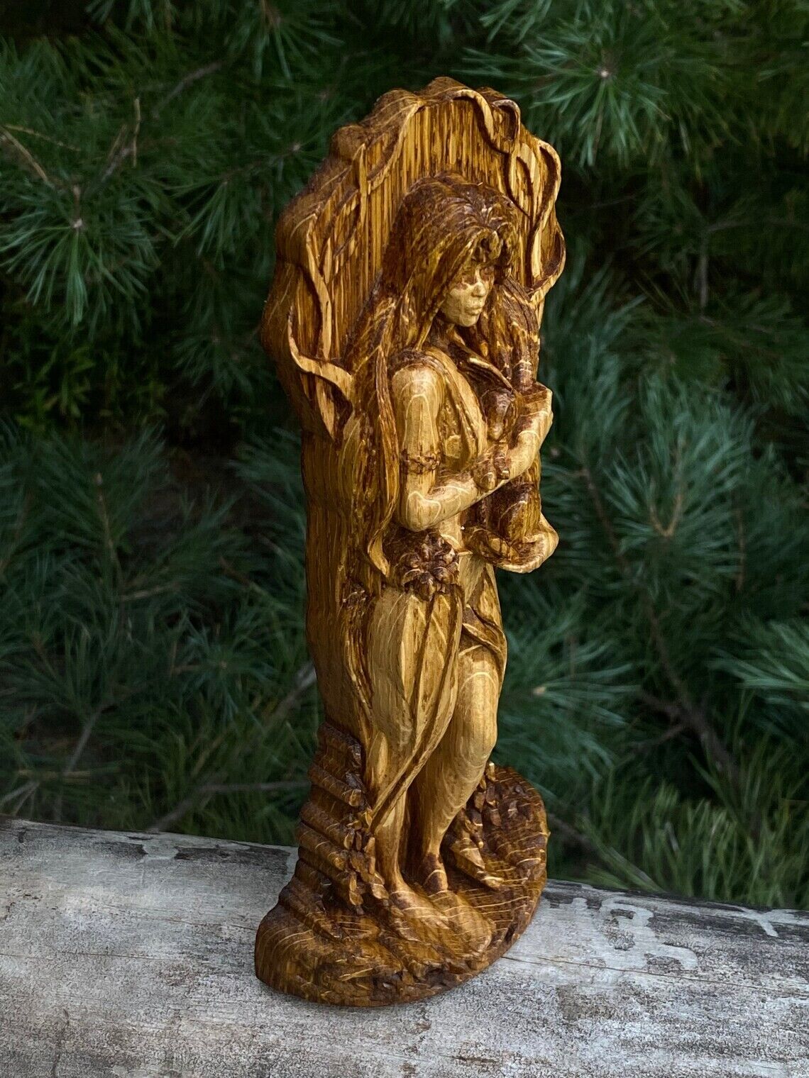 Goddess Ostara Handcrafted Wooden Statue - Embrace the Spring Equinox New Gift
