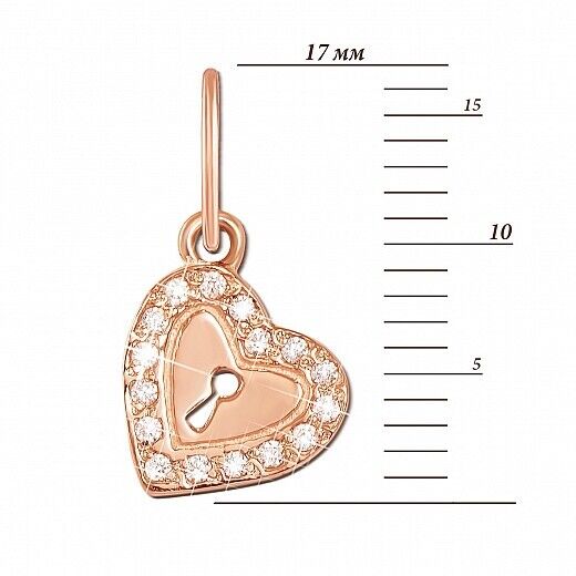 Pendant Key from Heart Necklace Jewelry Charm 14k gold (585)