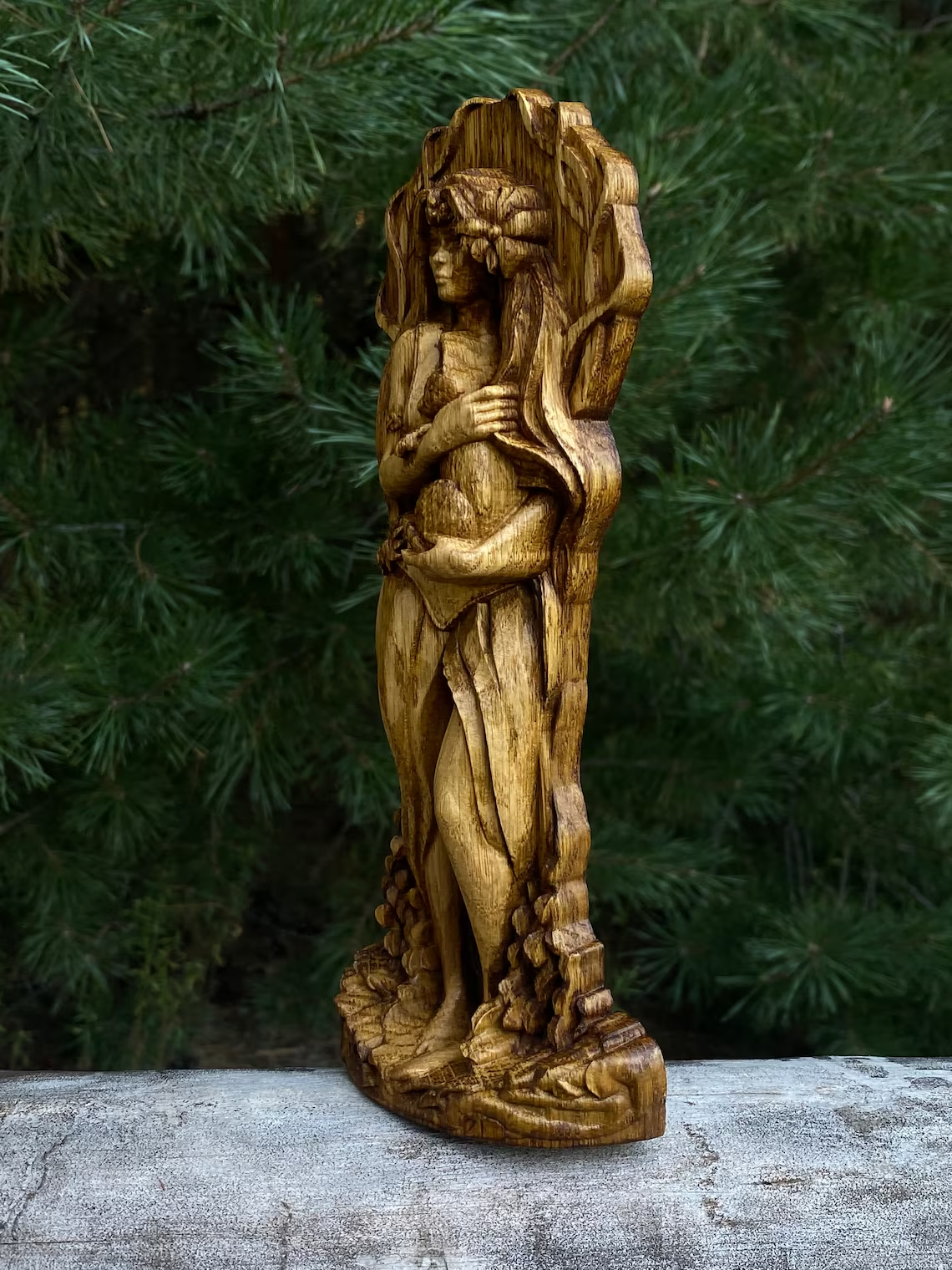 Goddess Ostara Handcrafted Wooden Statue - Embrace the Spring Equinox New Gift