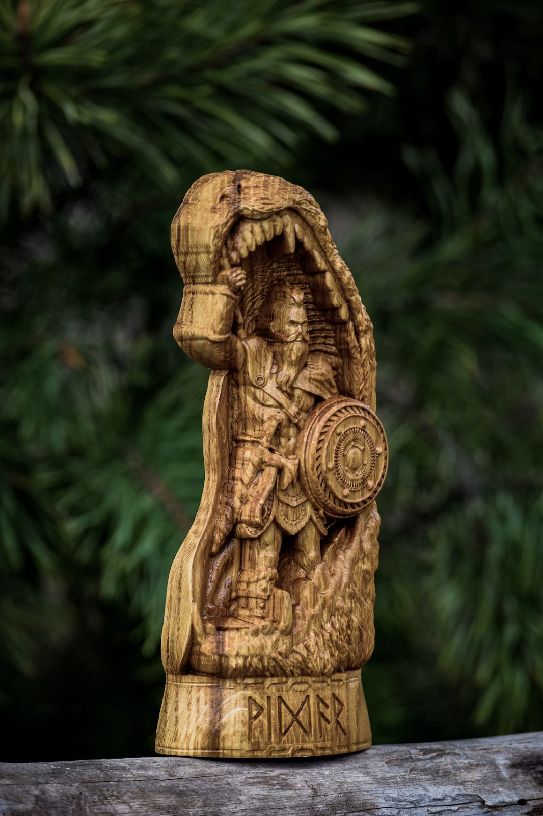 Vidar statuette god of war wiccan gifts wood sculpture norse pagan statue figure