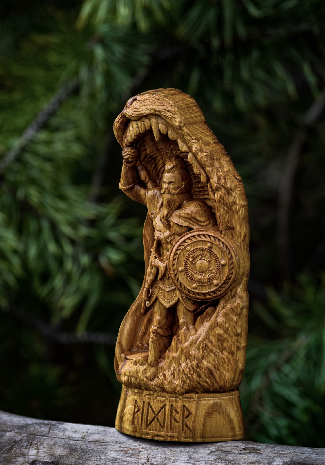 Vidar statuette god of war wiccan gifts wood sculpture norse pagan statue figure