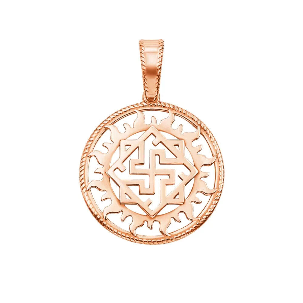 Pendant Ukrainian Svarog Shield - Ukraine Necklace Jewelry Charm 14k gold (585)