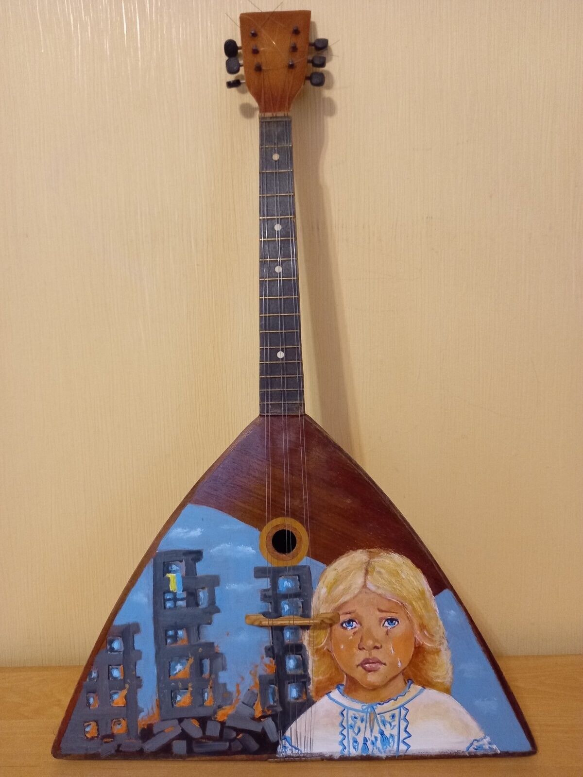 Balalayka Folk Instrument USSR Soviet Balalaika Hand Painted War Art Decor