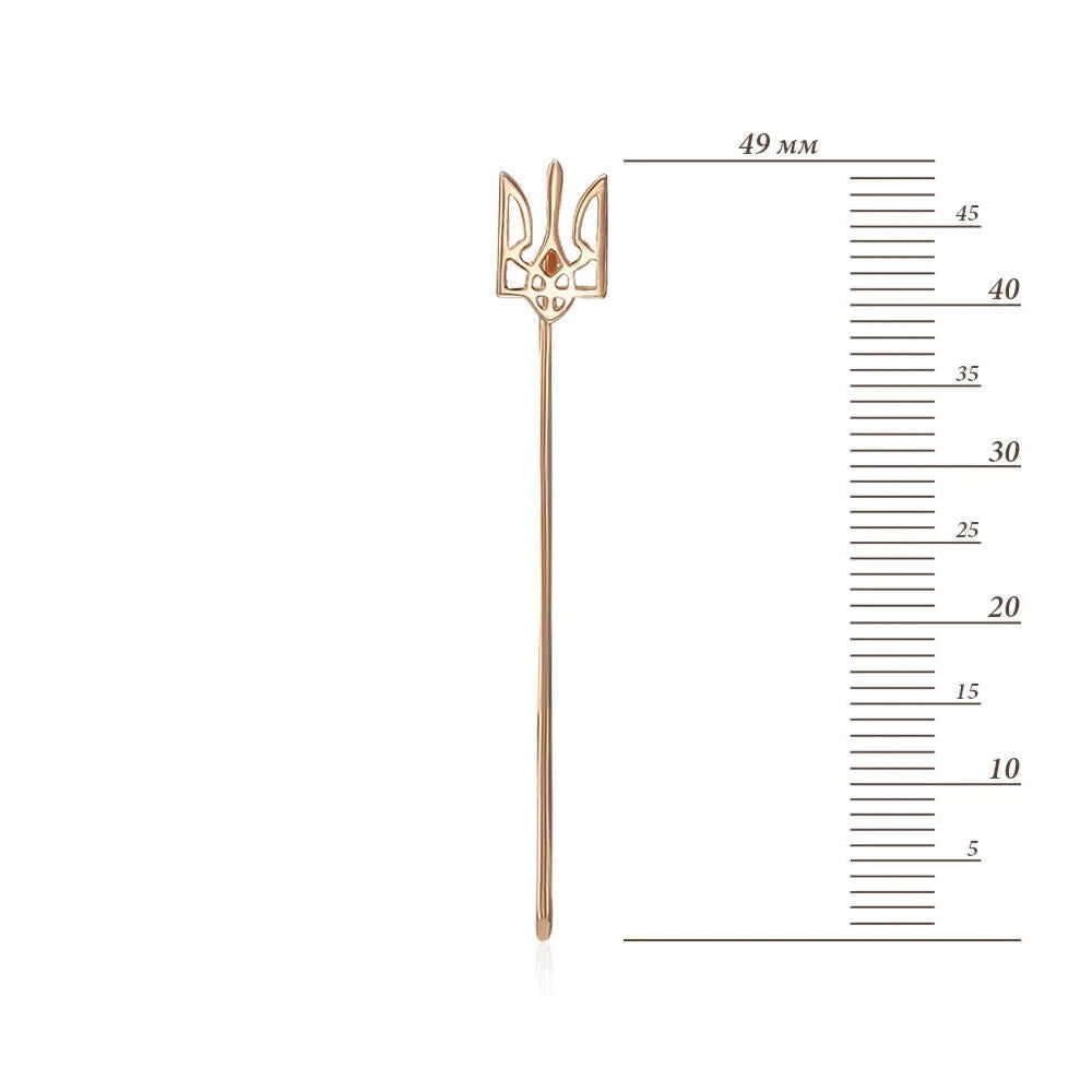 Hair Pin Brooch Ukrainian Trident Tryzub Ukraine Women Jewelry 14k gold (585)