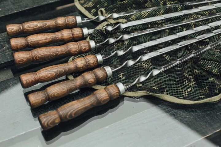 28" Exclusive Handmade Camping Set of Skewers BBQ Grill 6pcs with soft case 73cm