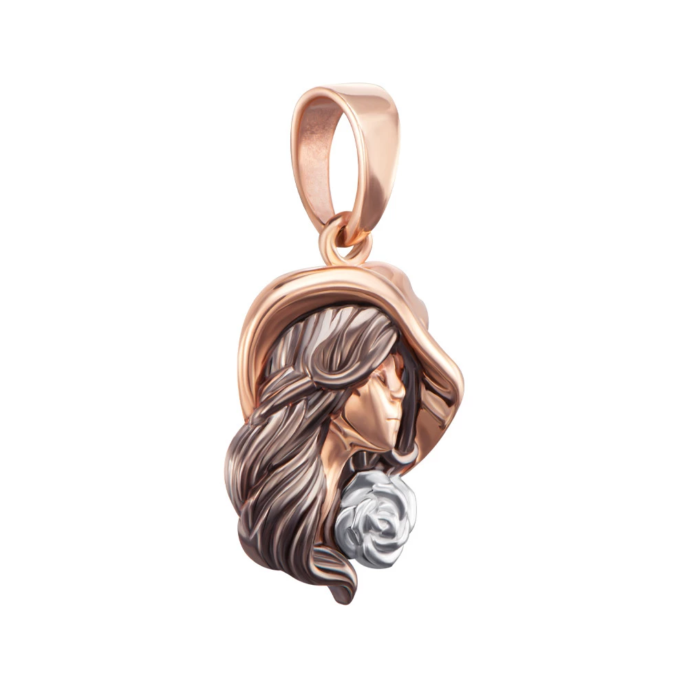 Pendant Lady Hat Flower Fashion Women Gift Necklace Jewelry Charm 14k gold (585)