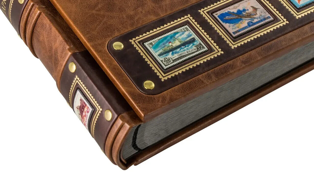 Album for Stamps Leather Exclusive Gift Марки Альбом для Марок Кожаный 23х30cm