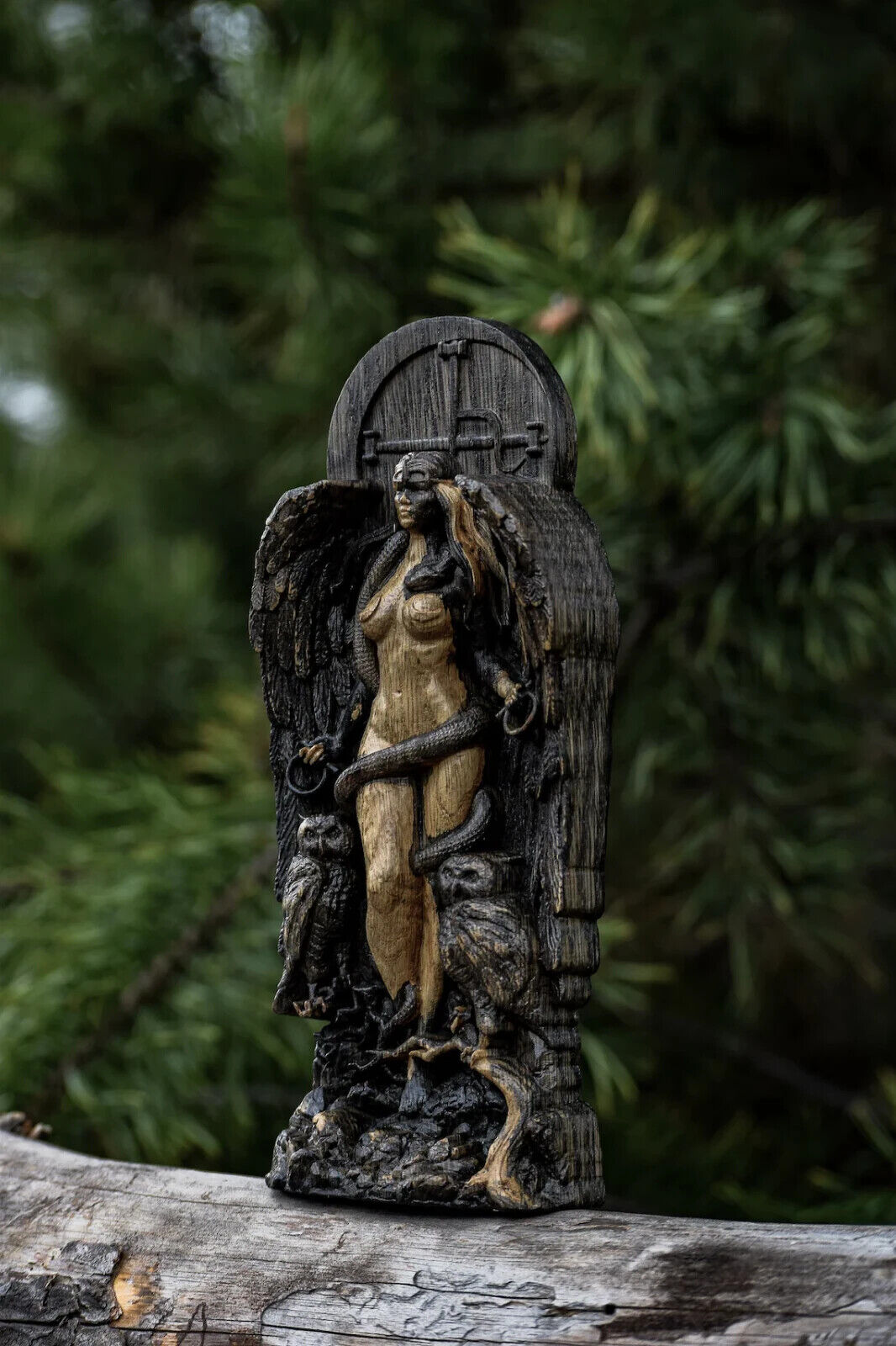 Lilith, Ishtar, Inanna, Wood Carved Astaroth Statue New Gift