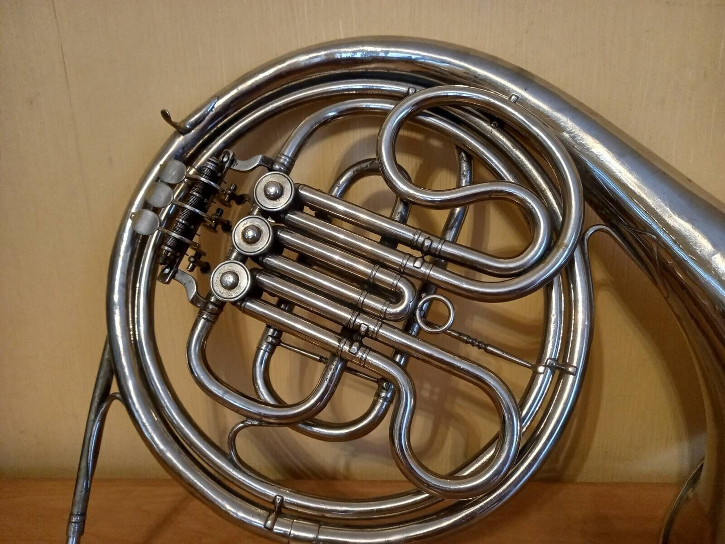 French Horn in F - USSR Leningrad Soviet Trumpet Old 3 Valve Vintage and Rare