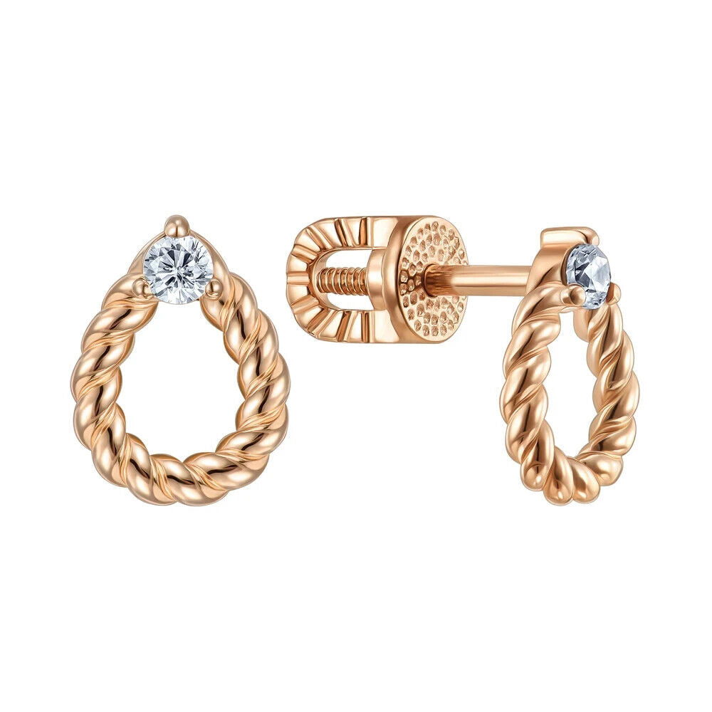 Earrings Woman Lady Girl Gift Jewelry Charm Jewellery 14k red gold (585)