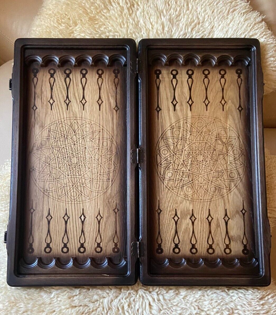 Artwork Backgammon "Tracery Ornament" – Exquisite Handcrafted Wooden Backgammon Set (58x28cm / 22.8x11 inches)