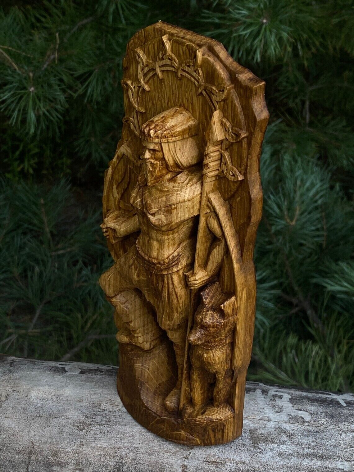 Exclusive statue - God Lugh Wood carved Figurine Wooden Artwork altar New Gift