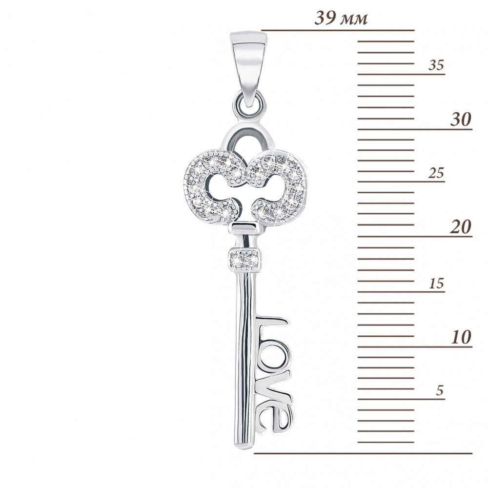 Silver 925 Pendant Key Charm Nice Excellent Stones Jewelry Necklace