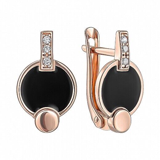 Earrings Nice Women Ukraine Symbol Round Jewelry Charm 14k gold (585) Excellent