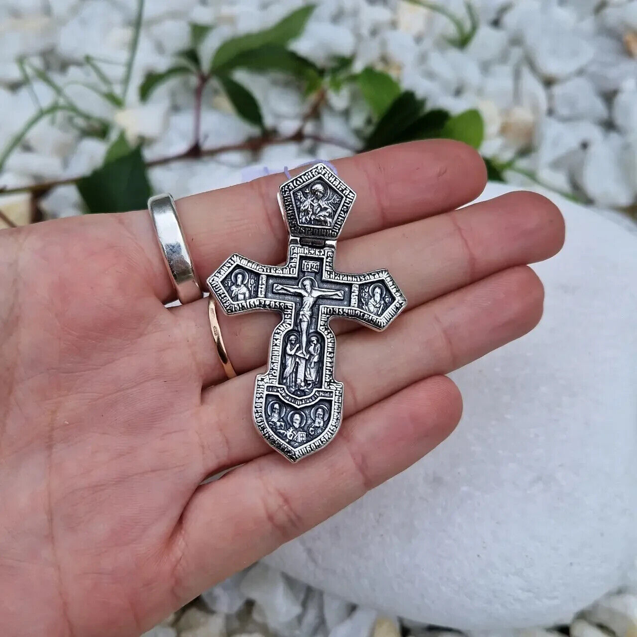 New Pendant Cross Jesus Christ Crucifix Orthodox Necklac Sterling 925 Silver Men