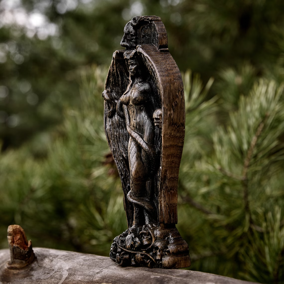 Lilith, Ishtar, Inanna, Handcrafted Wooden Statue of Goddess Lilith - Exquisite