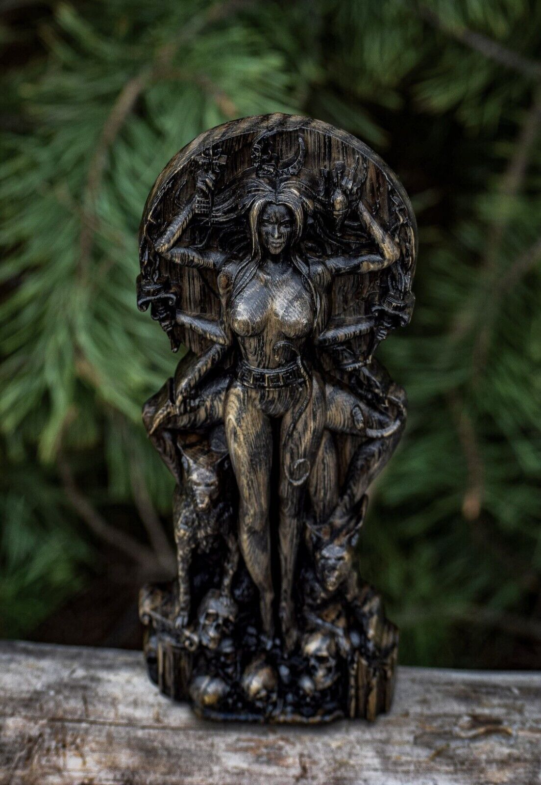 Embrace Ancient Wisdom Handcrafted Wooden Statue Greek Goddess Hecate New Gift