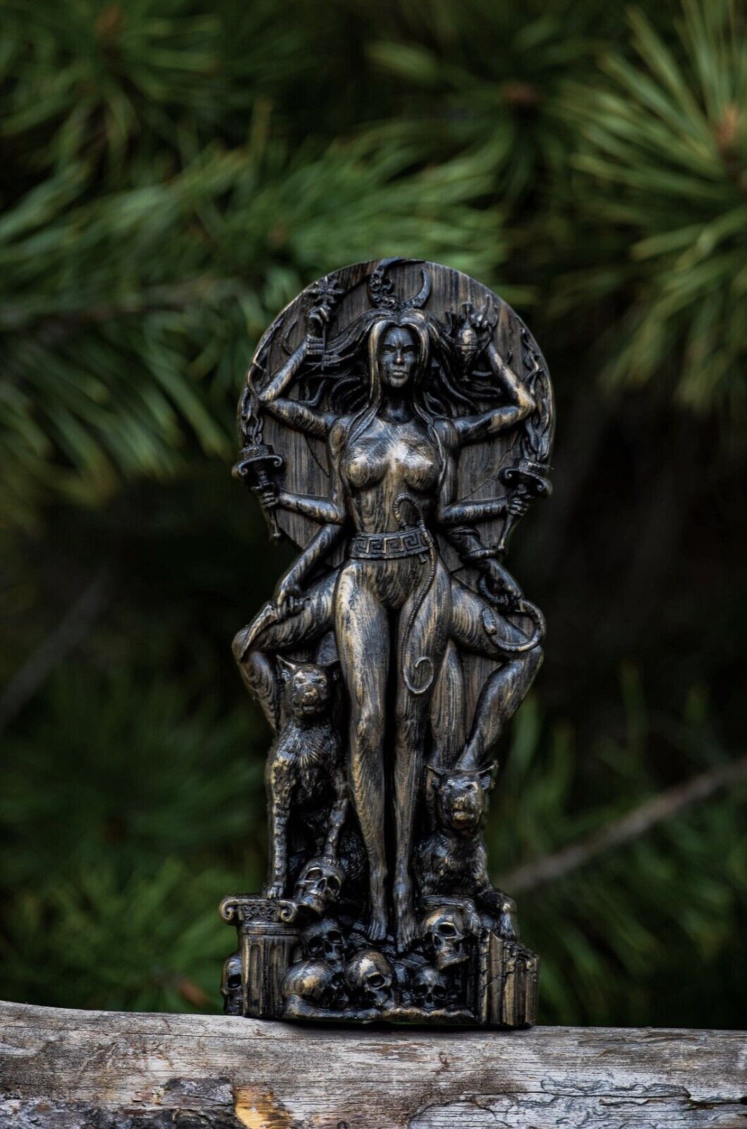 Embrace Ancient Wisdom Handcrafted Wooden Statue Greek Goddess Hecate New Gift