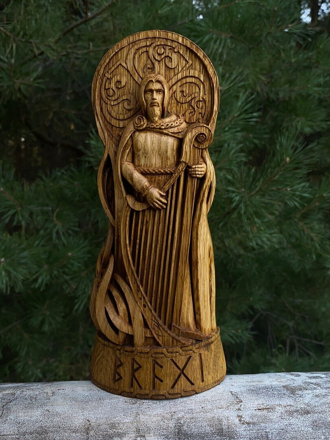 Bragi God Viking Wooden Carved Statue Pagan Pagan God Altar Sculpture Pantheon