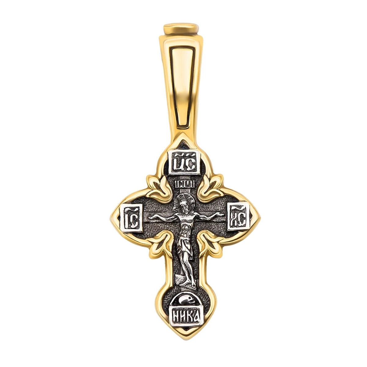 New Pendant Cross Jesus Christ Crucifix Orthodox Russian Prayer Gift Silver 925