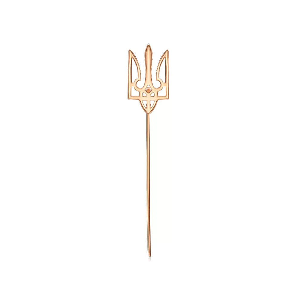 Hair Pin Brooch Ukrainian Trident Tryzub Ukraine Women Jewelry 14k gold (585)