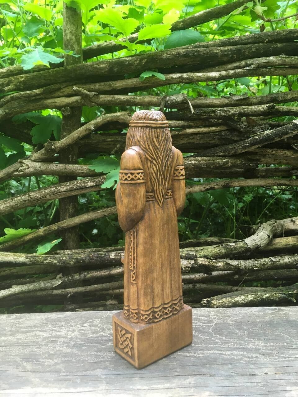 Svarog Statue Slavic God Wooden Carved Figure Wood Handmade Decor Height 10 in