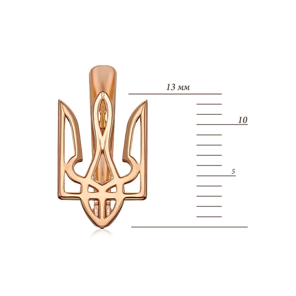 Earrings Ukrainian Trident Tryzub Ukraine Symbol Jewelry Women 14k gold (585)
