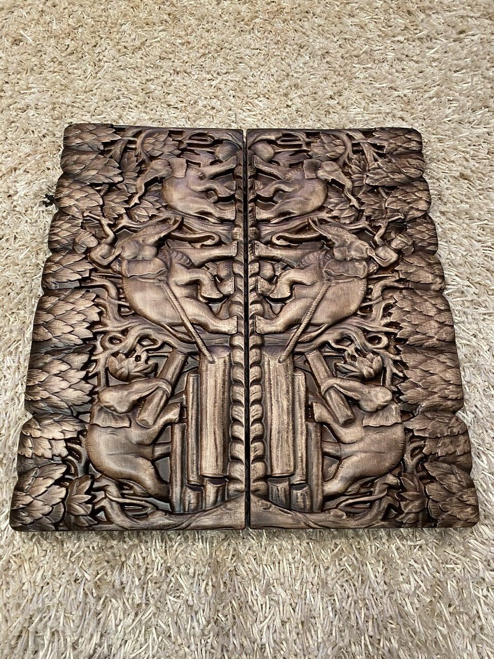 Unique Backgammon "Elephant" – A Handcrafted Wooden Tribute to Strength, Wisdom, and Strategy (58x28cm / 22.8x11 inches)