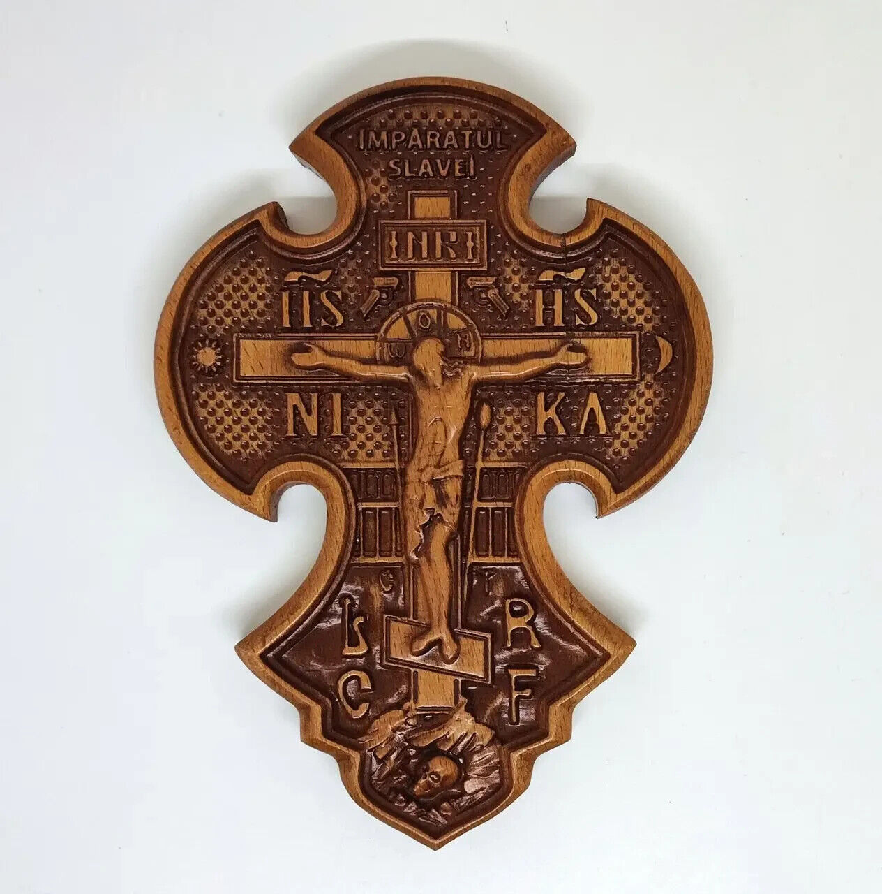 7" Wooden Cross Orthodox Carved Crucifix Jesus Christ Hand Roman Religious New
