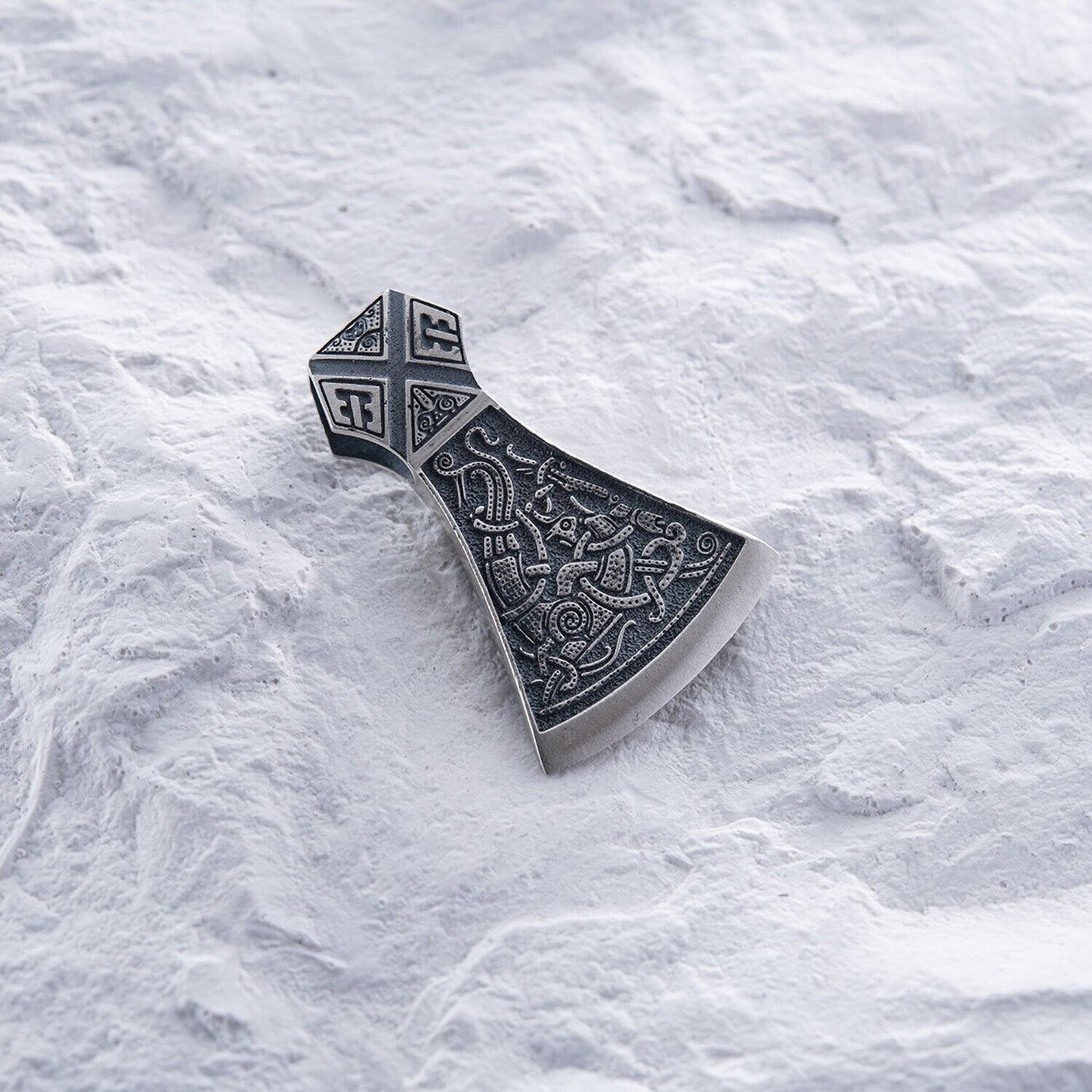9 gr Men's Double Ax Axe Viking Norse Art Necklace Pendant Silver 925