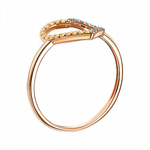 Ring Ukrainian Flag Ukraine Symbol Love Heart Size 6 to 9 Jewelry 14k gold (585)