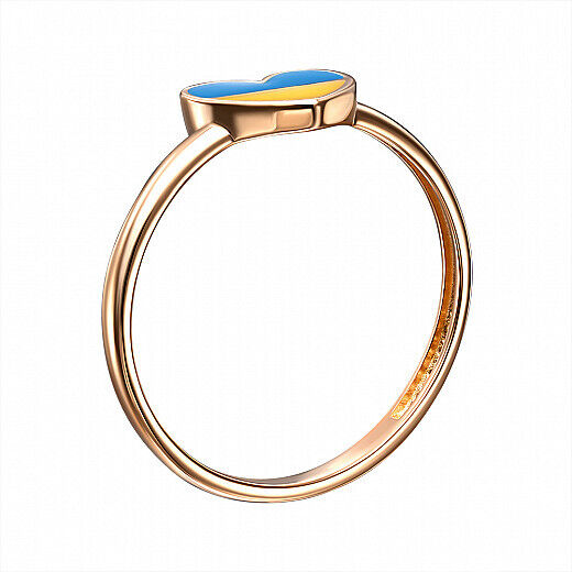 Ring Ukrainian Flag Ukraine Symbol Love Heart Jewelry UA Charm 14k gold (585)