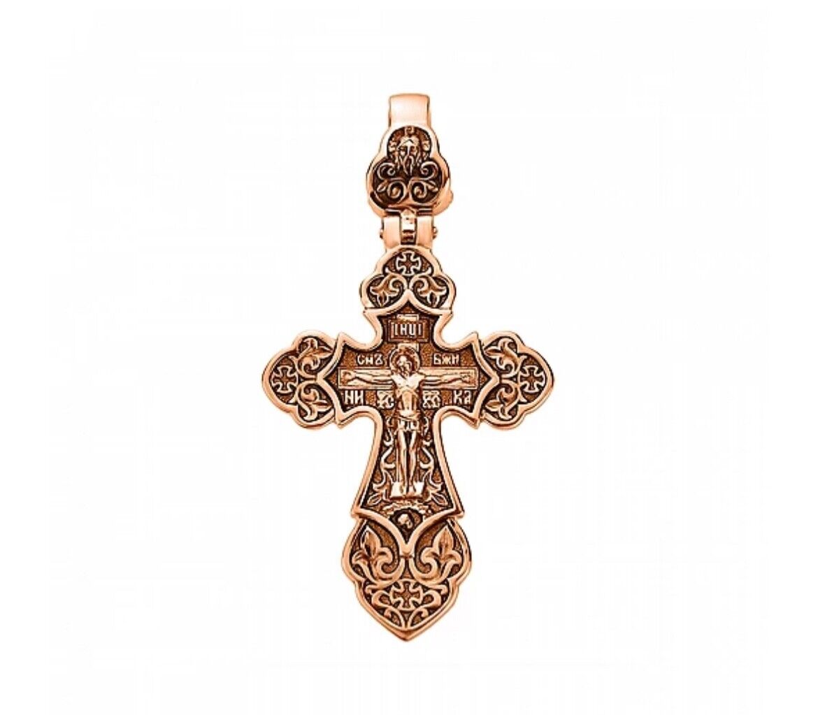 New Pendant Cross Russian Orthodox Necklace Jewelry Charm 14k gold (585) 6.2gr