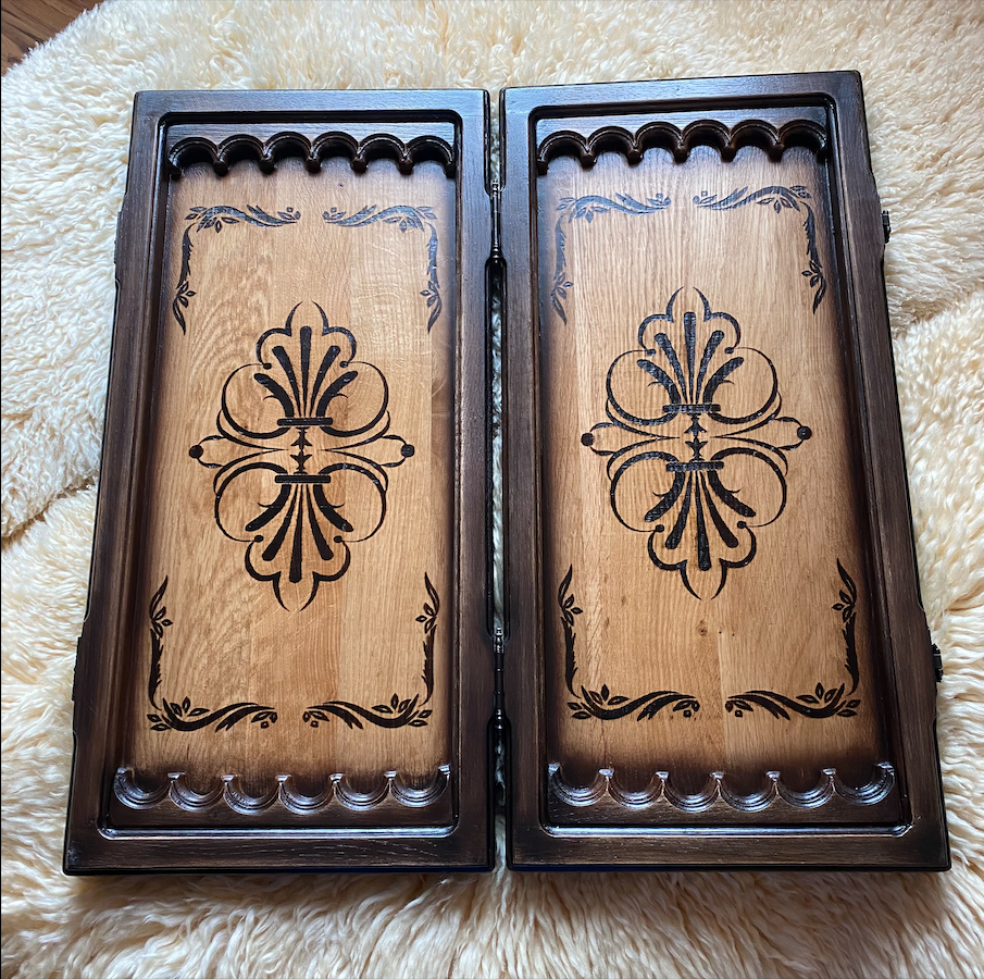 Artwork Backgammon "All-Seeing Eye" - "Lord of the Rings" – Enigmatic Handcrafted Wooden Backgammon Set (58x28cm / 22.8x11 inches)