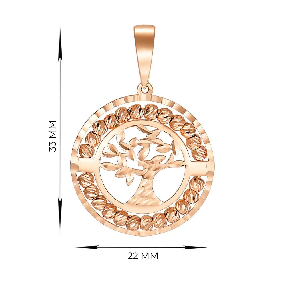 Gold Pendant Round Tree Delicate Necklace Gift Jewelry Charm 14k gold (585)