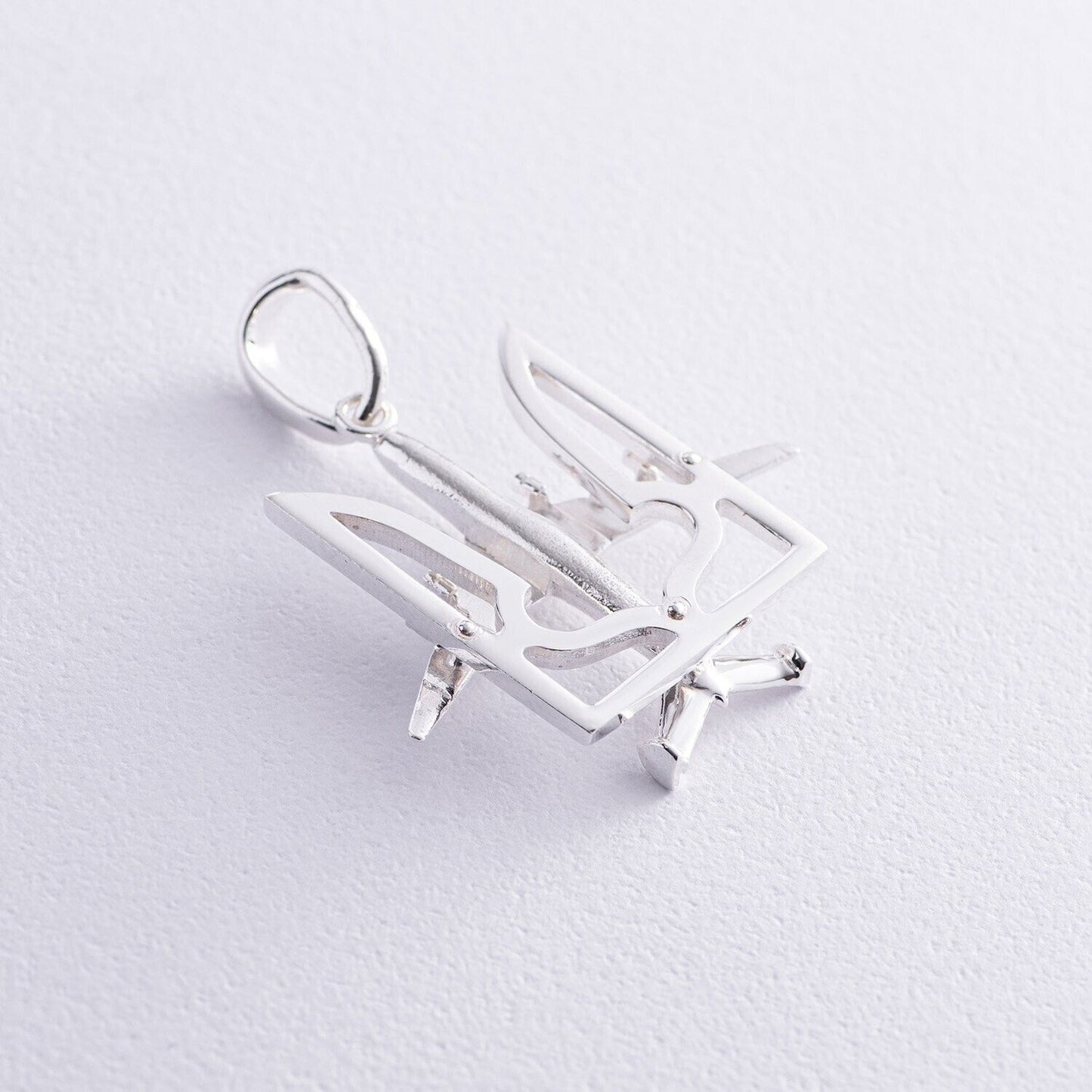 Pendant Ukrainian Trident Tryzub Ukraine Necklace Jewelry Silver Mriya Plane