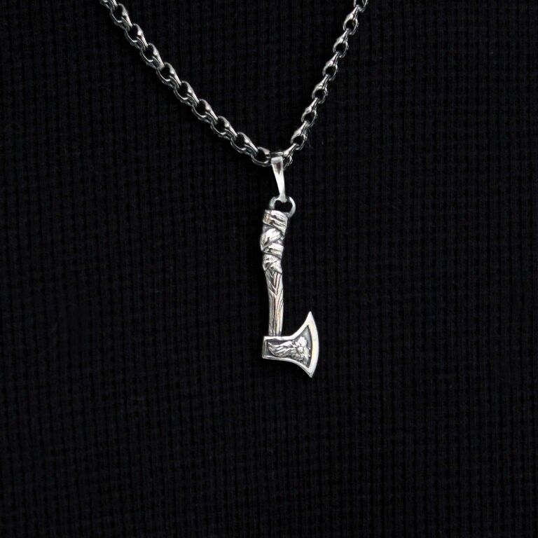 Ax Valkyrie Silver 925 Pendant Viking Rune Futark Necklace