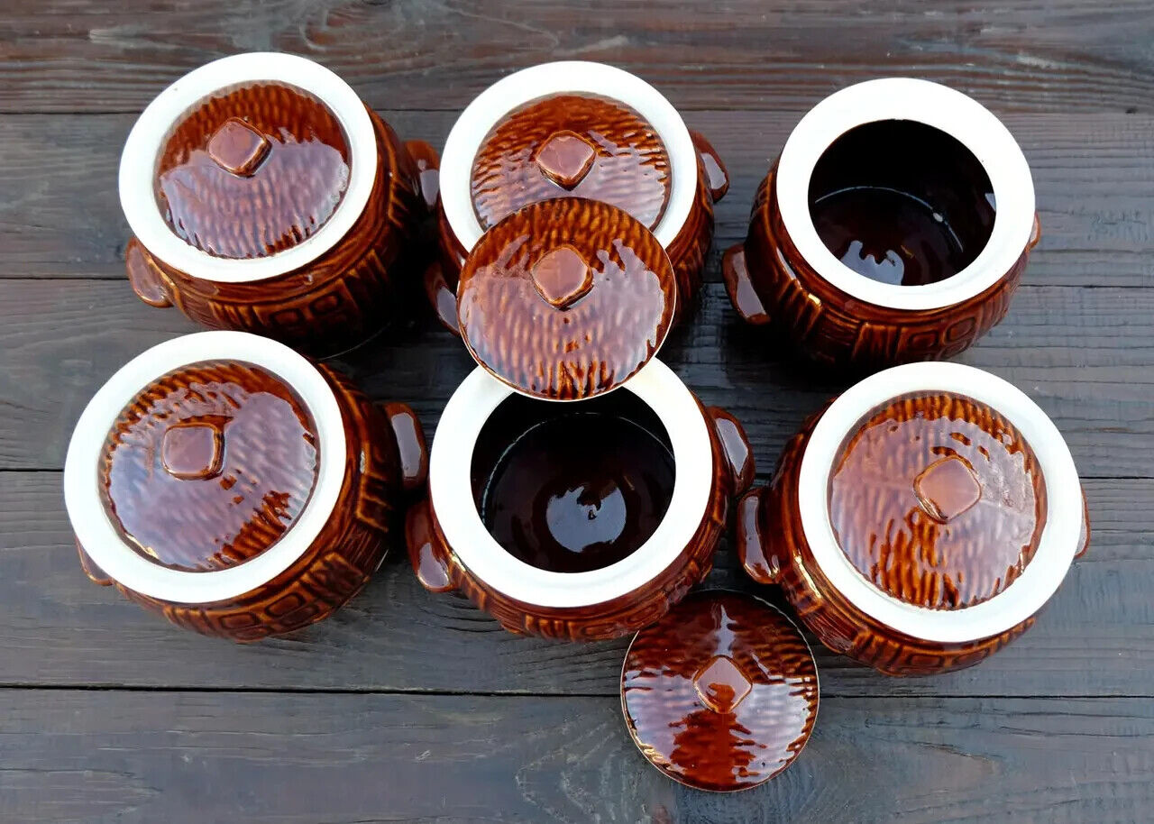 Baking Clay Pot w/ lid Stoneware Cookware Ceramic Honey Soup Fish Meat Potato