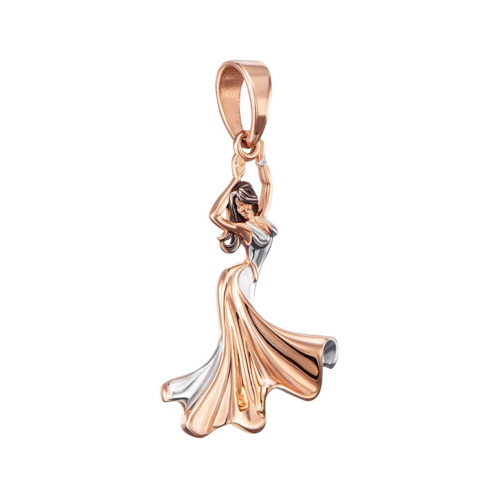 Pendant Dance Dress Model Women Girl Gift Necklace Jewelry Charm 14k gold (585)