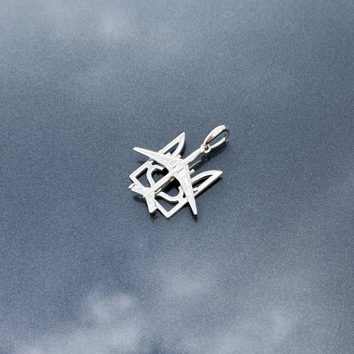 Pendant Ukrainian Trident Tryzub Ukraine Necklace Jewelry Silver Mriya Plane