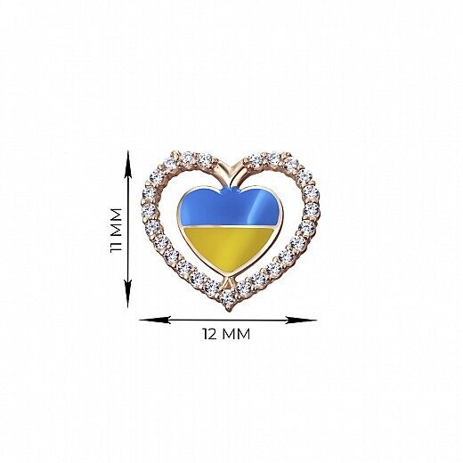 Earrings Ukrainian Flag of Ukraine Symbol Heart Jewelry Charm 14k red gold (585)