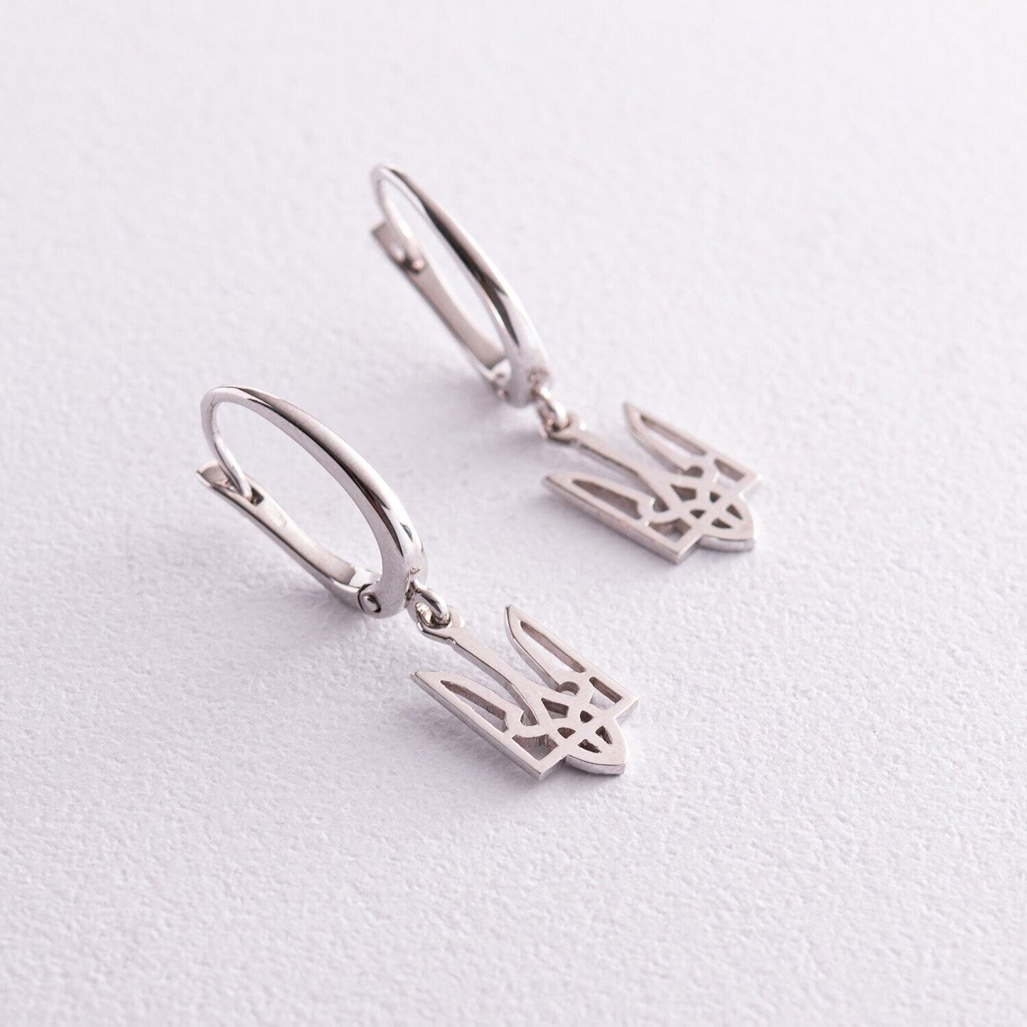 Earrings Ukrainian Trident Tryzub Ukraine Symbol Jewelry Charm 14k gold (585)