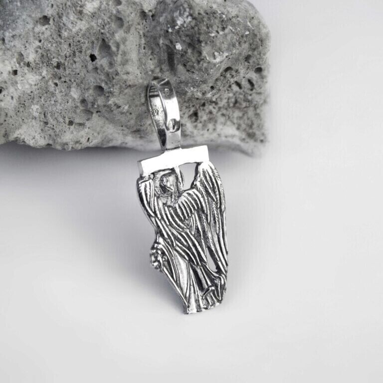 Silver 925 Pendant Guardian Angel with a Cross Jewelry Necklace