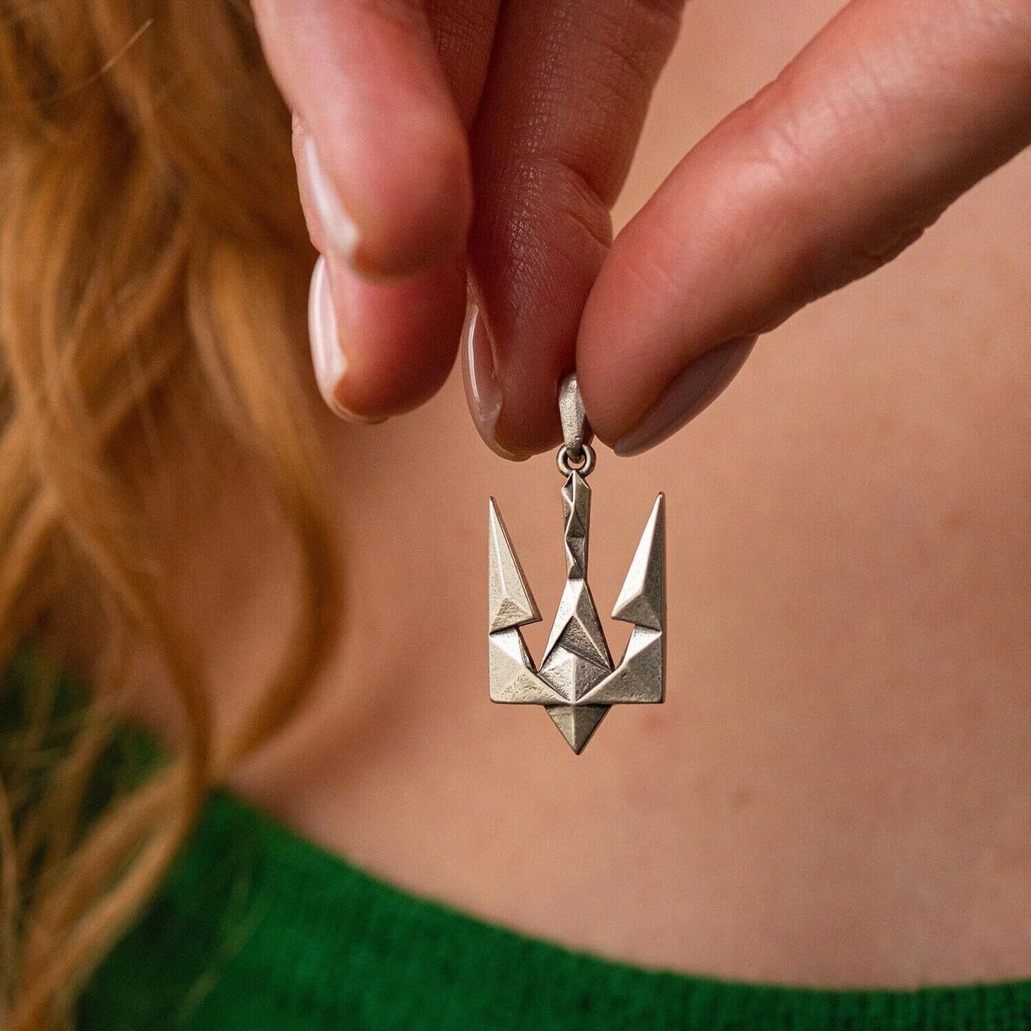 Pendant Ukrainian Trident Tryzub Ukraine Necklace Jewelry Silver Кулон Тризуб