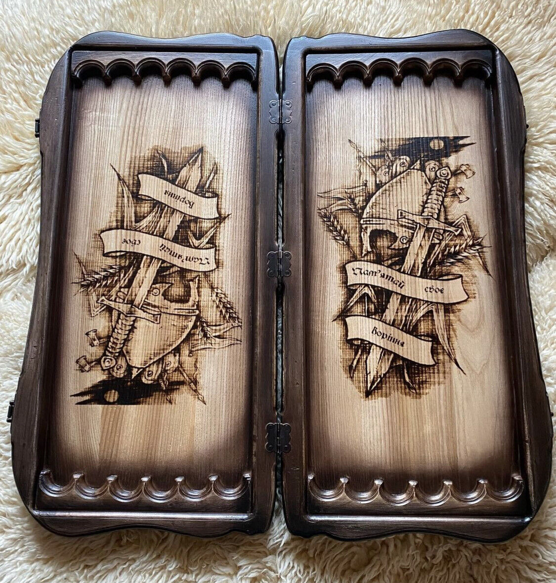 Exclusive Backgammon "Knights War" – Handcrafted Wooden Masterpiece of Strategy and Valor (58x28cm / 22.8x11 inches)