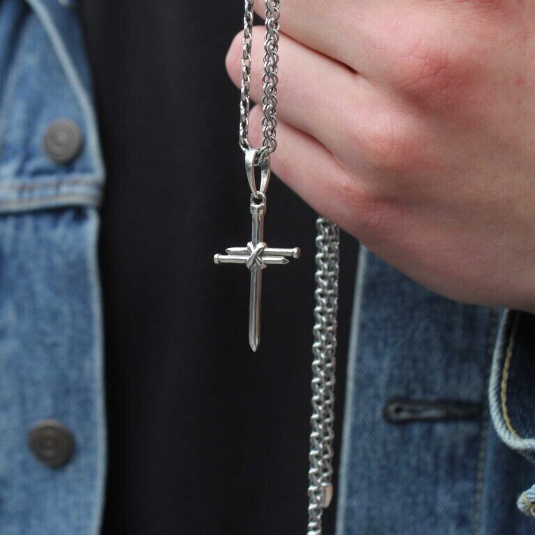 Silver 925 Pendant Cross Nails Without Crucifix Jewelry Necklace