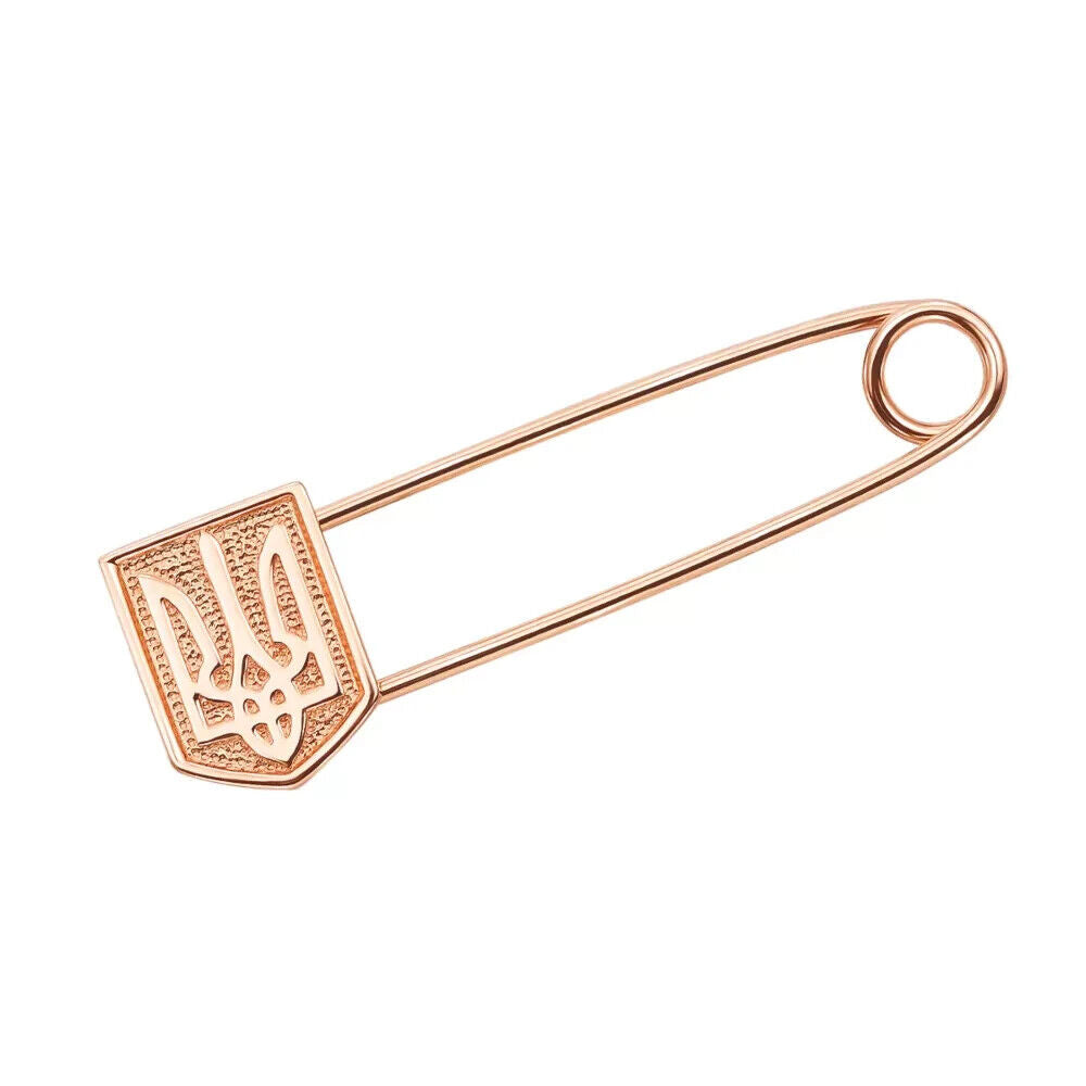 Pin Brooch Ukrainian Trident Tryzub Ukraine Women Jewelry 14k gold (585)